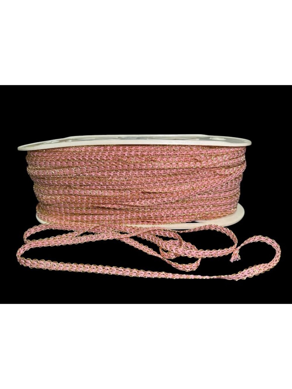 Pink & Gold Braided Trim Ribbon On Spool 1/4-Inch Wide Crafting & Sewing Supplie